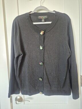 Hampshire Studio SNOW Sweater - Winter Holiday Knit Button-Up Size XL